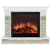 Каминокомплект Glenrich Панорама Грот однотонный Sharm 33 (белый)+Sharm 33 BL