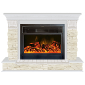 Каминокомплект Glenrich Панорама Мисхор 28 (беленый дуб)+Newflame