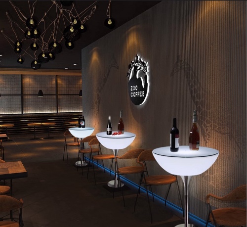 Стол светящийся круглый на металическом основании 60х60х56