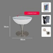 Стол светящийся круглый на металическом основании 80х80х56