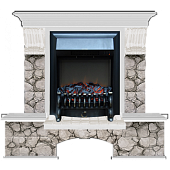 Каминокомплект Glenrich Бостон К Карелия (беленый дуб)+Fobos Black