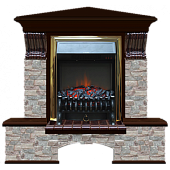Каминокомплект Glenrich Бостон К Грот цветной угловой (дуб)+Fobos Brass