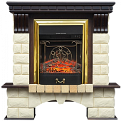 Каминокомплект Alex Bauman Tango Premium Mini универсальный (грецкий орех)+Majestic Brass