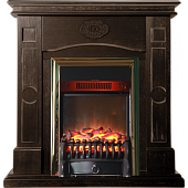 Каминокомплект InterFlame Мери (темный дуб)+Fobos Brass