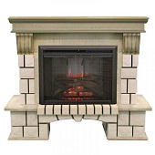 Каминокомплект Real Flame Stone New 26 (белый дуб с патиной)+Leeds 26 DD