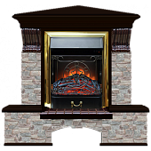 Каминокомплект Glenrich Бостон К Грот цветной угловой (венге)+Majestic Brass