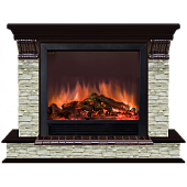 Каминокомплект Glenrich Панорама Грот однотонный Sharm 33 (дуб)+Sharm 33 BL