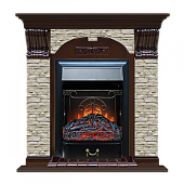 Каминокомплект Glenrich Арочный Грот однотонный (дуб)+Majestic Black