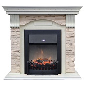 Каминокомплект Dimplex Dublin арочный скальный шампань (слоновая кость)+Lydon Black