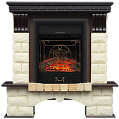 Каминокомплект Alex Bauman Tango Premium Mini (грецкий орех)+Majestic Black