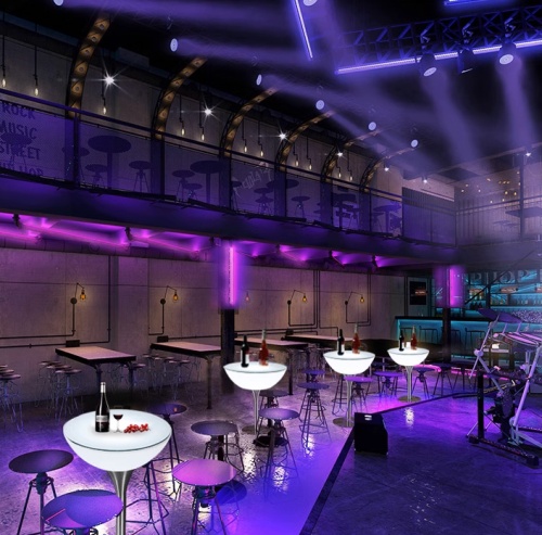 Стол светящийся круглый на металическом основании 80х80х110